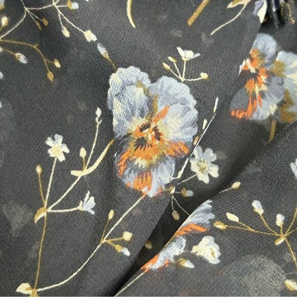 Ulla Johnson Dakota Silk Drawstring Waist Long Sleeve Floral Navy Dress Size 0 - Picture 11 of 16